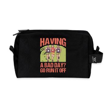 Marathon Go Run It Off Jogging Running - Recycled Toiletry Zip Bag - black - Front