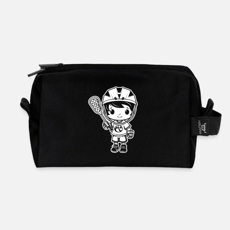 Lacrosse Junge - Recycelte Kulturtasche - Schwarz
