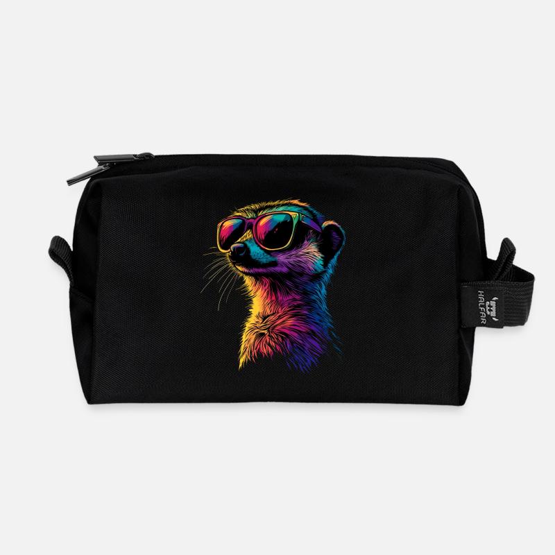 Erdmännchen Sonnenbrille Bunt Süßes Erdmännchen - Recycelte Kulturtasche - Schwarz