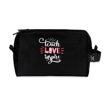 Teach Love Inspire Teacher Inspirational Quote Gif - Recycled Toiletry Zip Bag - black - Front