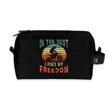 Motard tout-terrain roulant dans la poussière, je trouve ma liberté - Trousse de toilette en tissu recyclé - noir - Devant