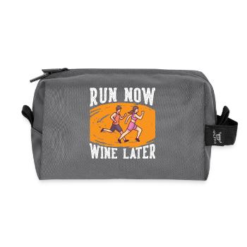Marathon Run Now Wine Later Running - Recycled Toiletry Zip Bag - anthracite - Front