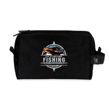 Life awesome, fishing makes it better - Angler - Recycled Toiletry Zip Bag - black - Front