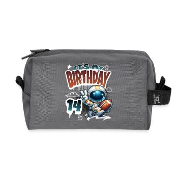 Astronaut 14. Geburtstag Football - Recycelte Kulturtasche - Anthrazit - Vorne
