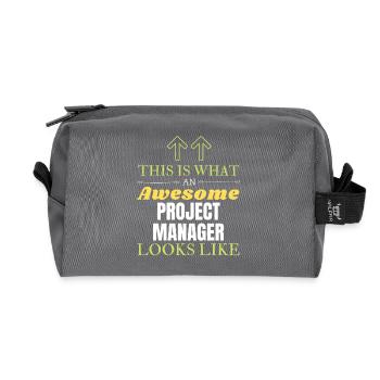 This is What an Awesome Project Manager Looks Like - Recycled Toiletry Zip Bag - anthracite - Front