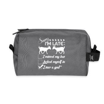 Sorry I am Late I Saw A Goat - Recycled Toiletry Zip Bag - anthracite - Front