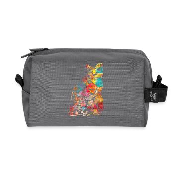 Funny Savannah Cat Colorful - Recycled Toiletry Zip Bag - anthracite - Front