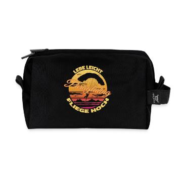 Live light, fly high – Paragliding Design - Recycled Toiletry Zip Bag - black - Front