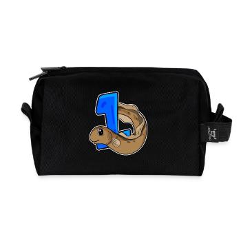 Number 1 Number One - Eel Pisces Motif - Recycled Toiletry Zip Bag - black - Front