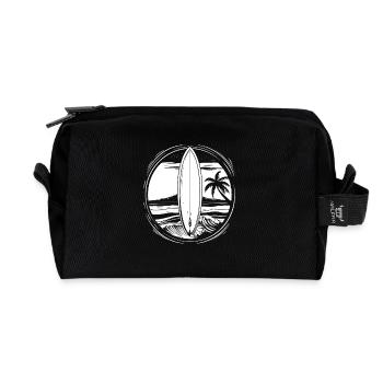 Surfing Sketch - Recycled Toiletry Zip Bag - black - Front