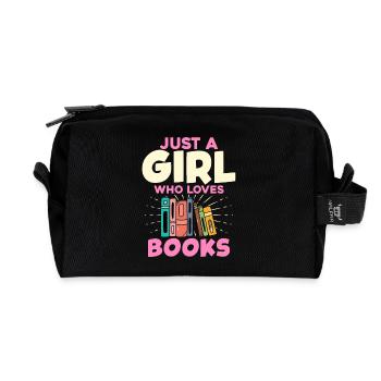 Une fille qui aime les livres - Book Lovers - Trousse de toilette en tissu recyclé - noir - Devant