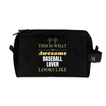 This is what an awesome Baseball lover looks like - Recycled Toiletry Zip Bag - black - Front