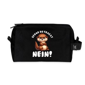 Funny otter with saying - Recycled Toiletry Zip Bag - black - Front