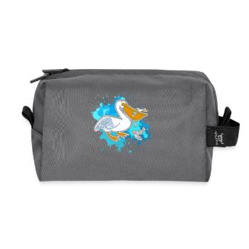 Funny Pelican - Recycled Toiletry Zip Bag - anthracite - Front