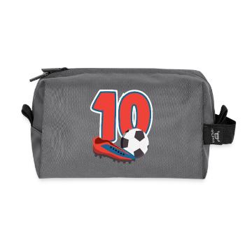 Football Birthday 10th Anniversary Children's Birthday Party - Recycled Toiletry Zip Bag - anthracite - Front
