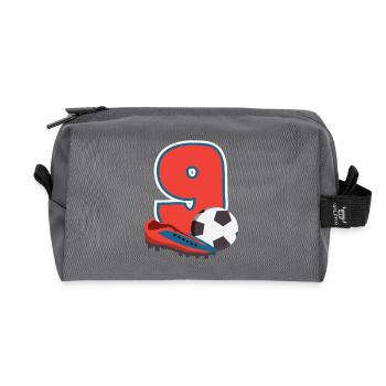 Football Birthday 9-Year Children's Birthday Party - Recycled Toiletry Zip Bag - anthracite - Front