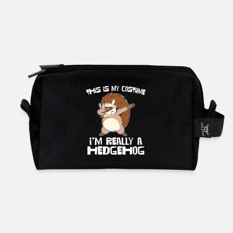 This is my costume, I'm really a hedgehog - Recycled Toiletry Zip Bag - black