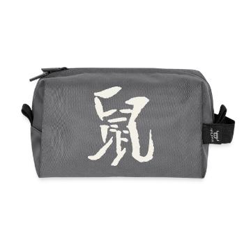 Rat (Astrologie Chinoise) - Trousse de toilette en tissu recyclé - anthracite - Devant