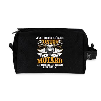 J'ai Deux Roles TONTON Et Motard Je Dechire Dans L - Trousse de toilette en tissu recyclé - noir - Devant
