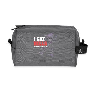 I Eat Hills For Breakfast Marathon Run - Recycled Toiletry Zip Bag - anthracite - Front