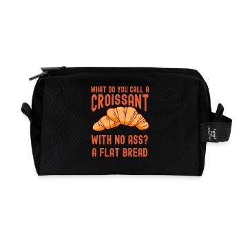 Croissant Pain plat Pâtisserie - Trousse de toilette en tissu recyclé - noir - Devant