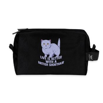 Vivre c’est mieux avec un propriétaire de chat britannique à poil court - Trousse de toilette en tissu recyclé - noir - Devant