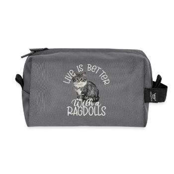 Vivre c’est mieux avec un chaton propriétaire de chat Ragdolls - Trousse de toilette en tissu recyclé - anthracite - Devant