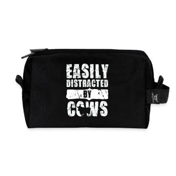 Easily distracted by cows funny cow motif - Recycled Toiletry Zip Bag - black - Front
