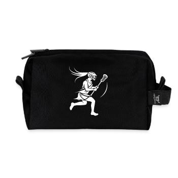 Lacrosse Player Logo - Recycled Toiletry Zip Bag - black - Front