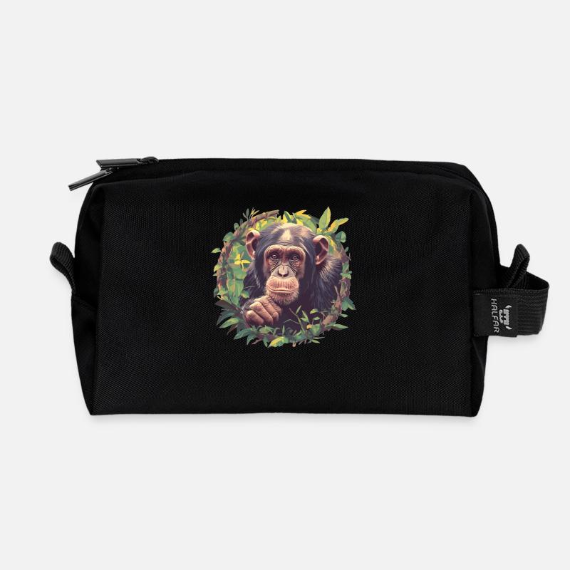 Chimpanzee Schimpansen Schimpanse - Recycelte Kulturtasche - Schwarz