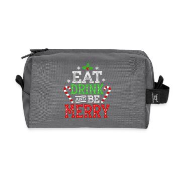 Eat Drink And Be Merry Christmas Spirit - Recycled Toiletry Zip Bag - anthracite - Front
