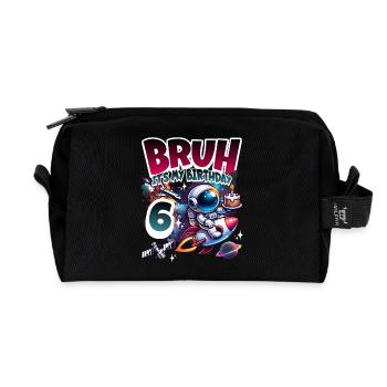 Astronaut 6th Birthday Space - Recycled Toiletry Zip Bag - black - Front