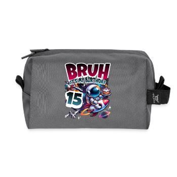 Astronaut 15th Birthday Space - Recycled Toiletry Zip Bag - anthracite - Front