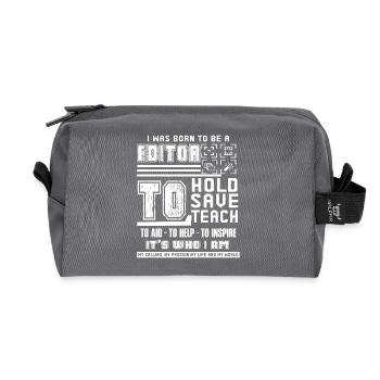 Editor Born To Be An Editor - Recycled Toiletry Zip Bag - anthracite - Front