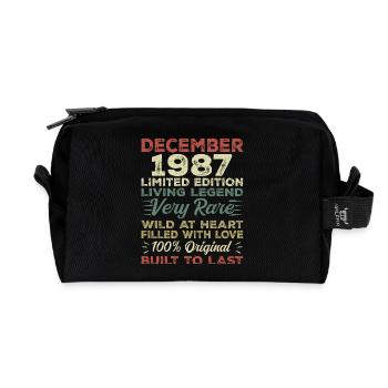 December 1987 - birthday December 1987 year - Recycled Toiletry Zip Bag - black - Front