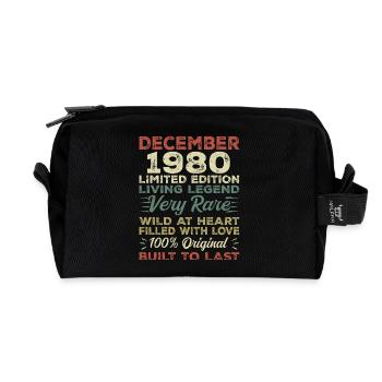 Décembre 1980 - anniversaire Décembre 1980 année - Trousse de toilette en tissu recyclé - noir - Devant