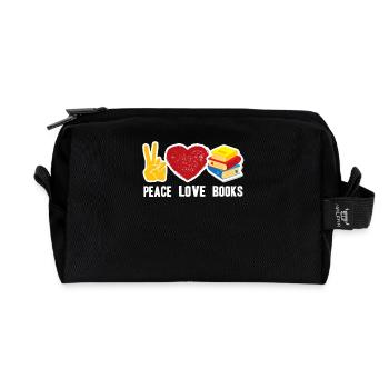 Book Peace Love Books - Recycled Toiletry Zip Bag - black - Front