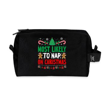 Most Likely To Nap On Christmas Sleep Holiday - Recycelte Kulturtasche - Schwarz - Vorne