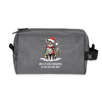 Christmas Cat - Recycelte Kulturtasche - Anthrazit - Vorne