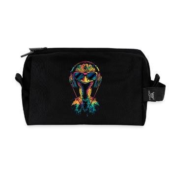 Strauss Vogel Kopfhörer Popart Emu Musik DJ Strauß - Recycelte Kulturtasche - Schwarz - Vorne