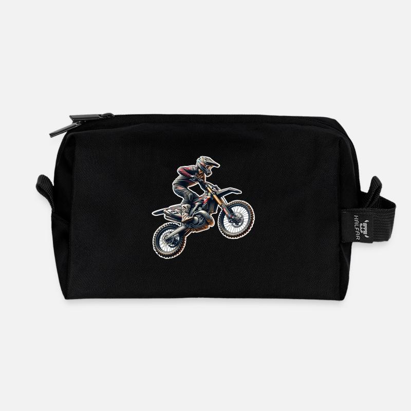 Motocross - Recycelte Kulturtasche - Schwarz