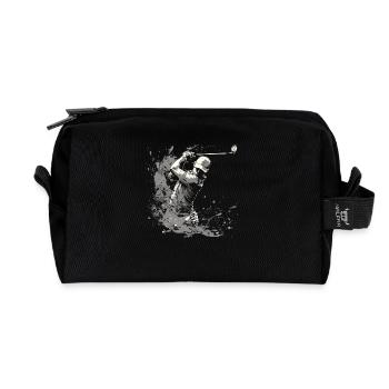 Golfer Zeichnung - Recycelte Kulturtasche - Schwarz - Vorne