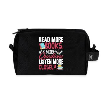 Book Read More Books - Recycled Toiletry Zip Bag - black - Front