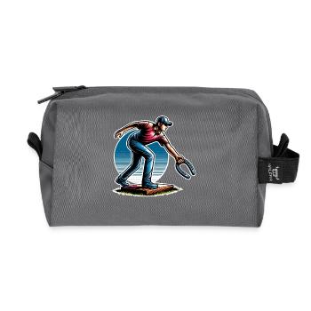 Horseshoe Throwing Horseshoe Pitching - Recycled Toiletry Zip Bag - anthracite - Front