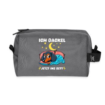 Dog Dachshund Sleeping Outfit Dachshund Friend Starry Night - Recycled Toiletry Zip Bag - anthracite - Front