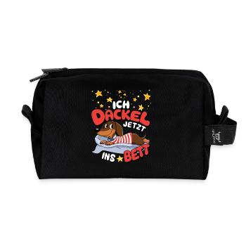 Chien teckel chemise rayée teckel ami tenue de nuit - Trousse de toilette en tissu recyclé - noir - Devant