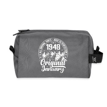 January 1948 Original 76 Years Anniversary Gift - Recycled Toiletry Zip Bag - anthracite - Front