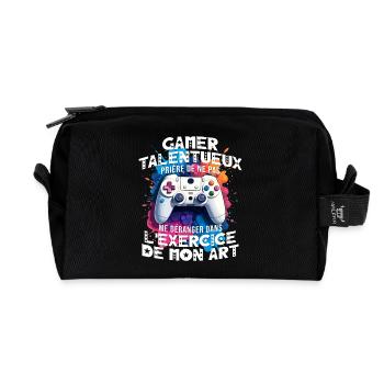 Gamer talentueux ado accro aux jeux vidéo console - Trousse de toilette en tissu recyclé - noir - Devant