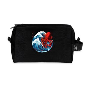 Oktopus Japanische Kunst Octopus Japanese Art - Recycled Toiletry Zip Bag - black - Front