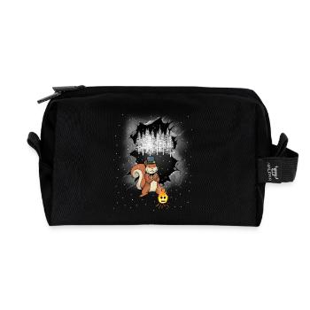 Habitants de la forêt Écureuils Feu de camp Conte de fées - Trousse de toilette en tissu recyclé - noir - Devant